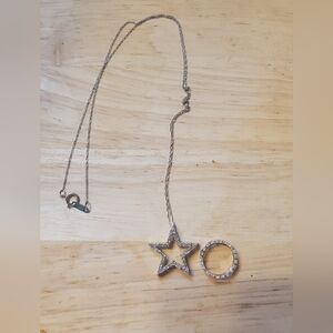 Silver Star and Circle Pendant Necklace